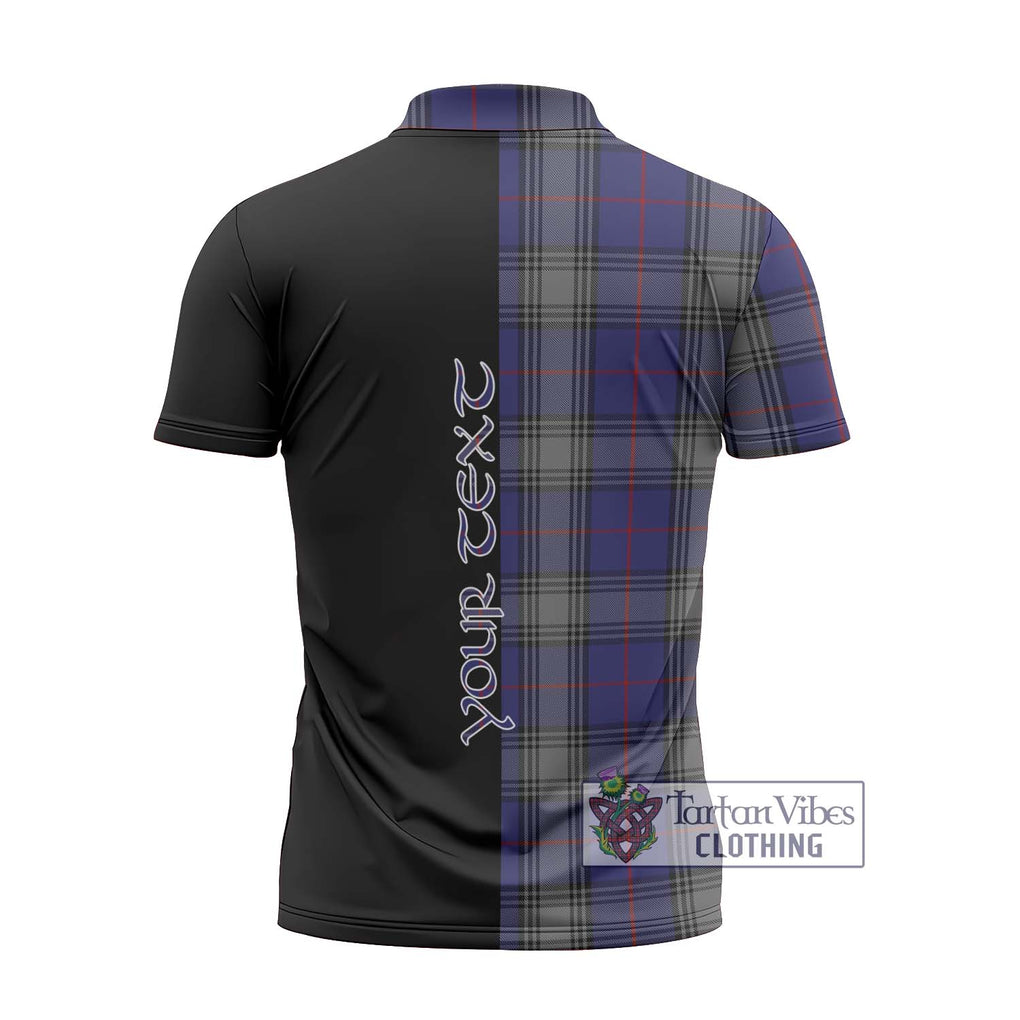 Kinnaird Tartan Zipper Polo Shirt with Family Crest and Half Of Me Style - Tartanvibesclothing Shop