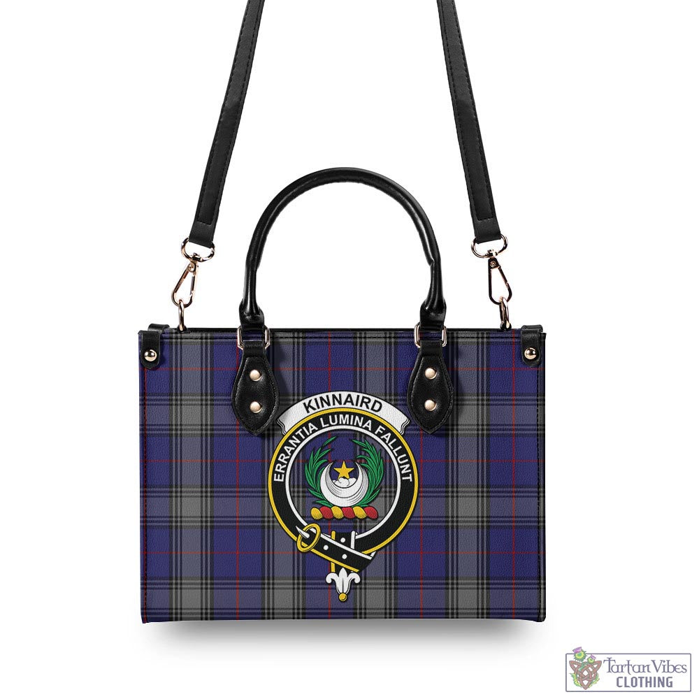 Tartan Vibes Clothing Kinnaird Tartan Luxury Leather Handbags with Family Crest