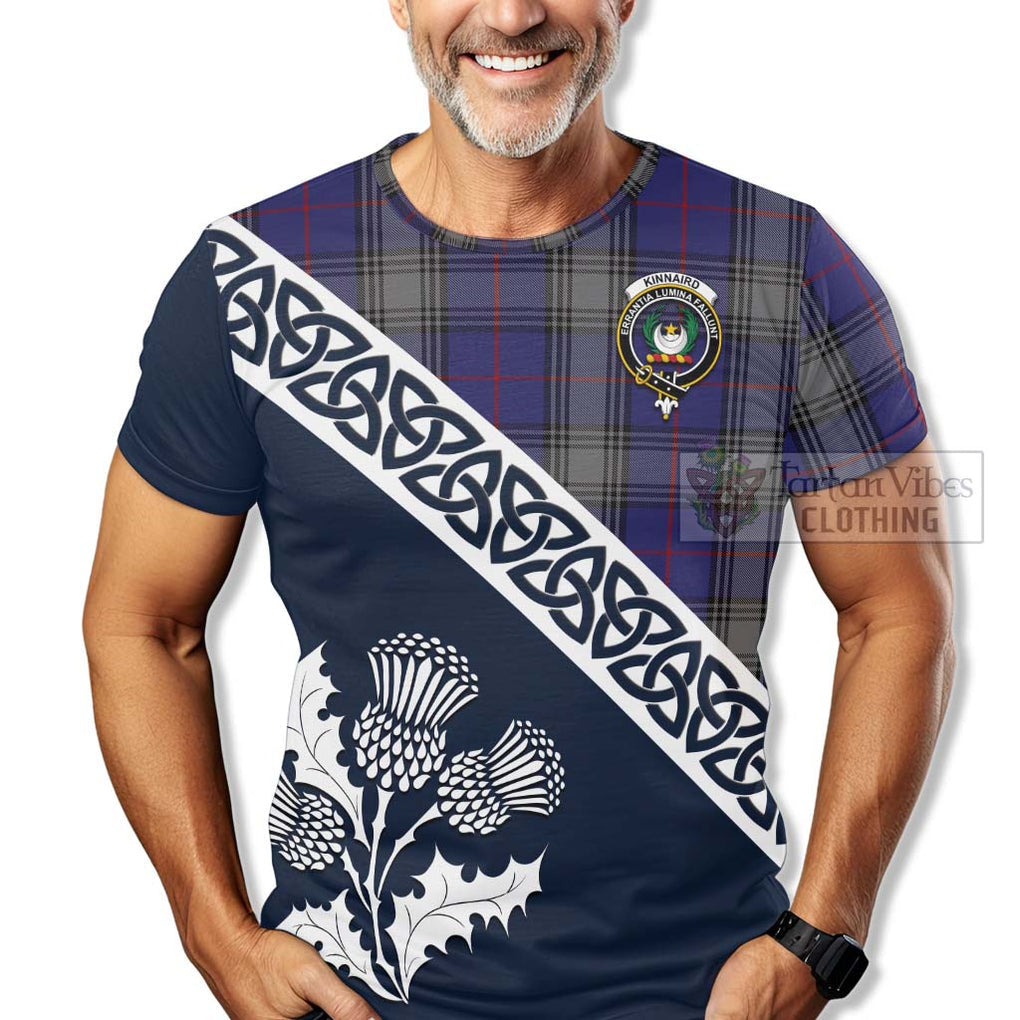 Kinnaird Tartan T-Shirt Featuring Thistle and Scotland Map