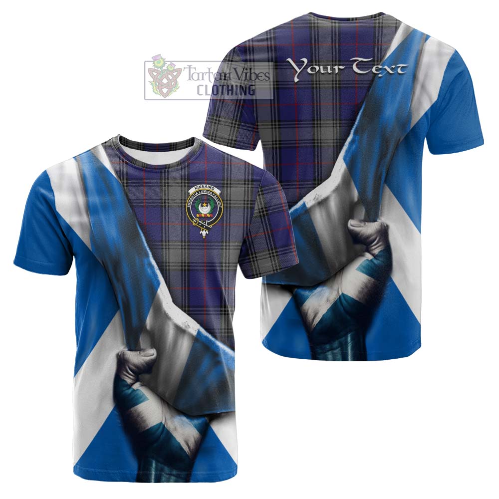 Tartan Vibes Clothing Kinnaird Tartan Cotton T-shirt with Family Crest Scotland Patriotic Style