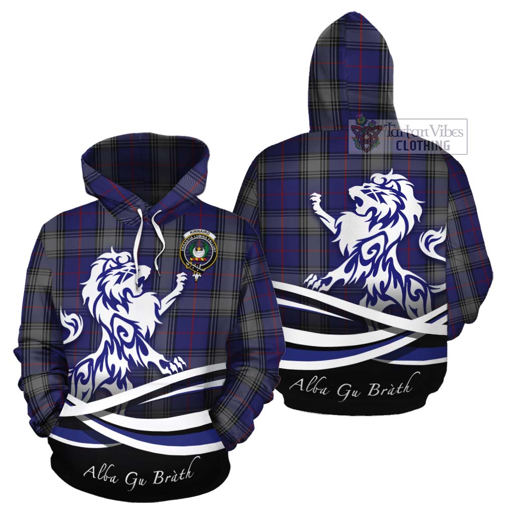 Tartan Vibes Clothing Kinnaird Tartan Cotton Hoodie with Alba Gu Brath Regal Lion Emblem