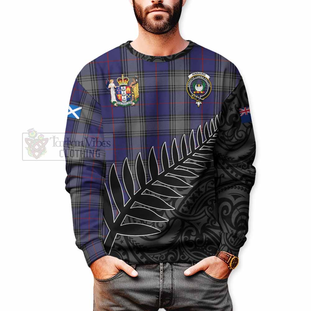 Tartan Vibes Clothing Kinnaird Crest Tartan Sweatshirt with New Zealand Silver Fern Half Style