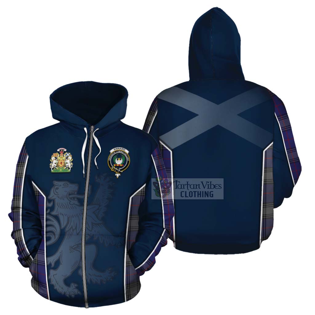 Tartan Vibes Clothing Kinnaird Tartan Cotton Hoodie with Family Crest and Lion Rampant Vibes Sport Style