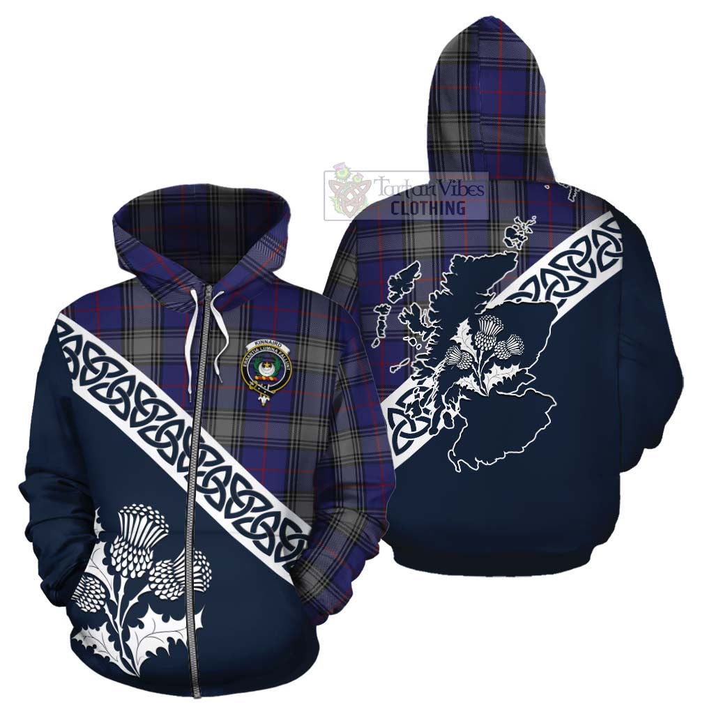 Tartan Vibes Clothing Kinnaird Tartan Cotton Hoodie Featuring Thistle and Scotland Map