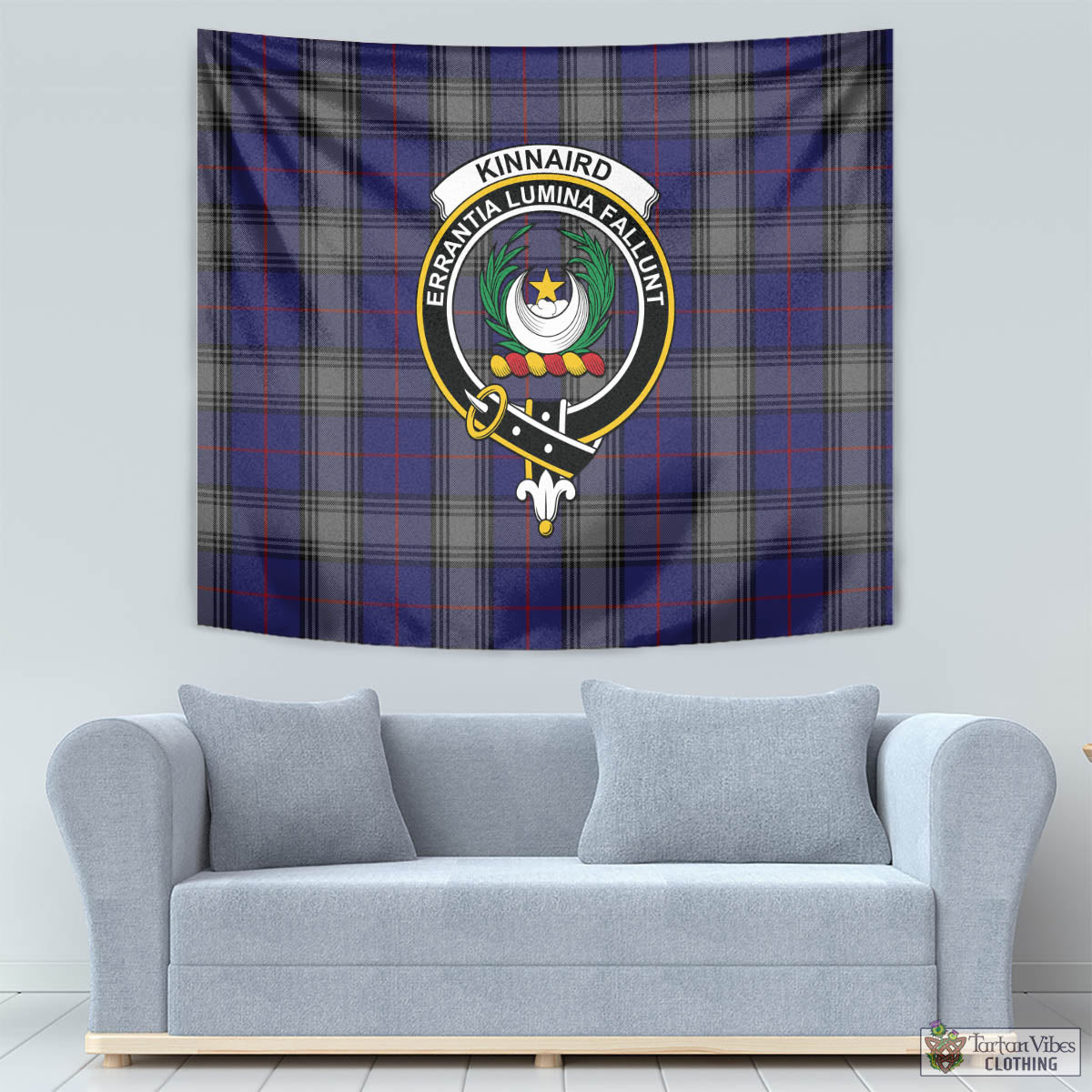 Tartan Vibes Clothing Kinnaird Tartan Tapestry Wall Hanging and Home Decor for Room with Family Crest