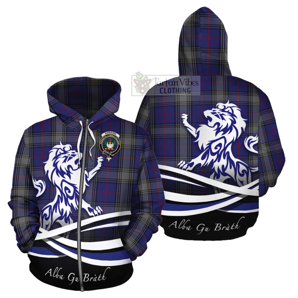 Tartan Vibes Clothing Kinnaird Tartan Cotton Hoodie with Alba Gu Brath Regal Lion Emblem