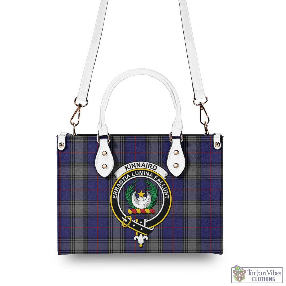 Tartan Vibes Clothing Kinnaird Tartan Luxury Leather Handbags with Family Crest