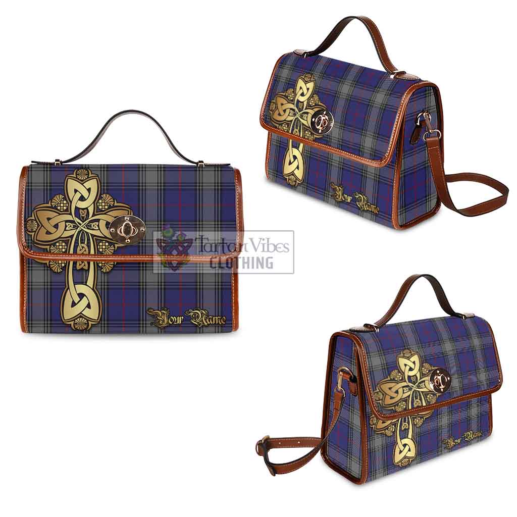 Tartan Vibes Clothing Kinnaird Tartan Waterproof Canvas Bag Golden Thistle Celtic Cross Style