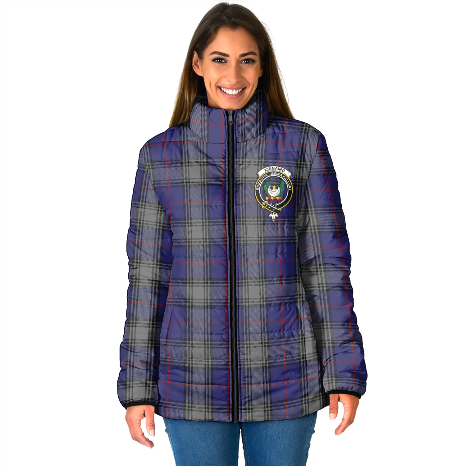 Kinnaird Tartan Padded Jacket with Family Crest - Tartan Vibes Clothing