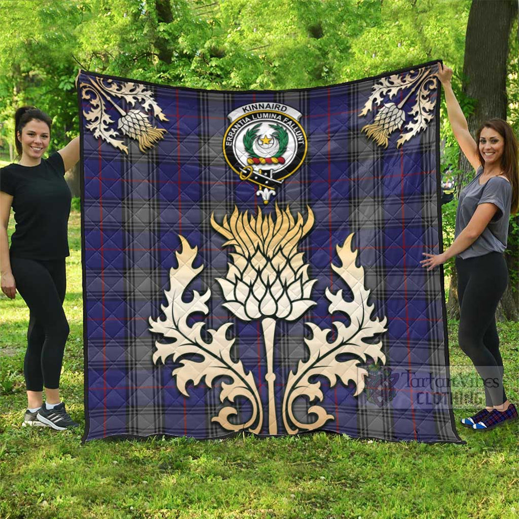 Tartan Vibes Clothing Kinnaird Tartan Quilt with Family Crest and Golden Thistle Style