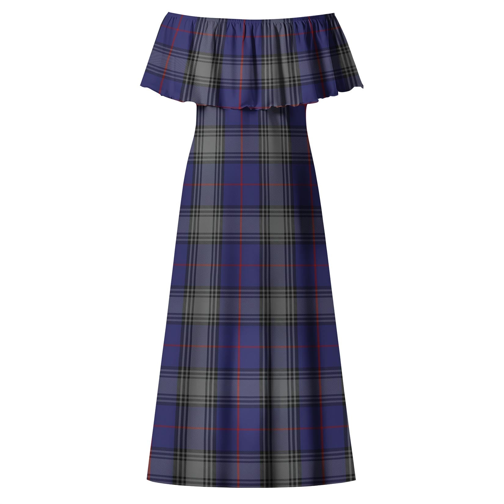 Kinnaird Tartan Off Shoulder Long Dress - Tartanvibesclothing