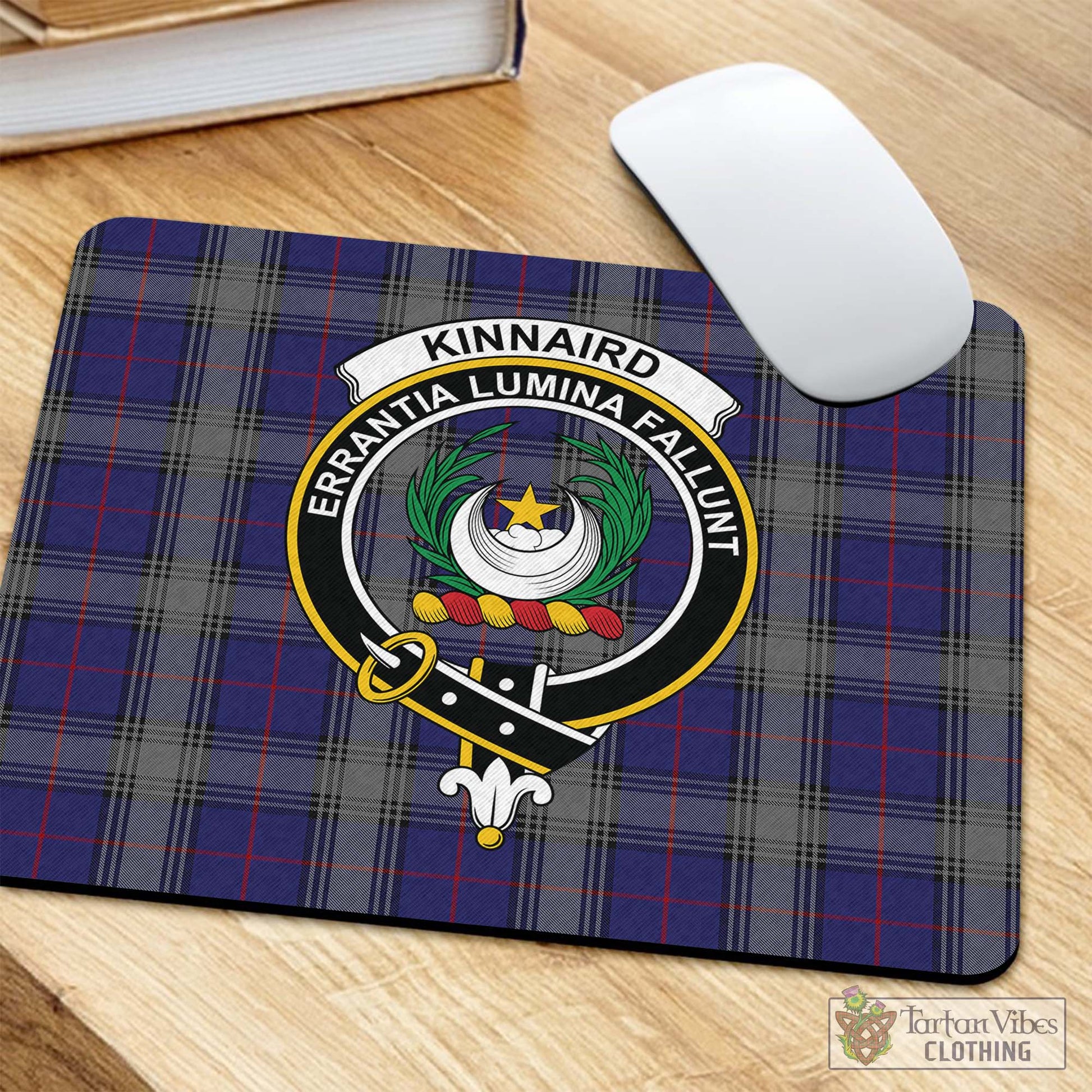 Tartan Vibes Clothing Kinnaird Tartan Mouse Pad with Family Crest