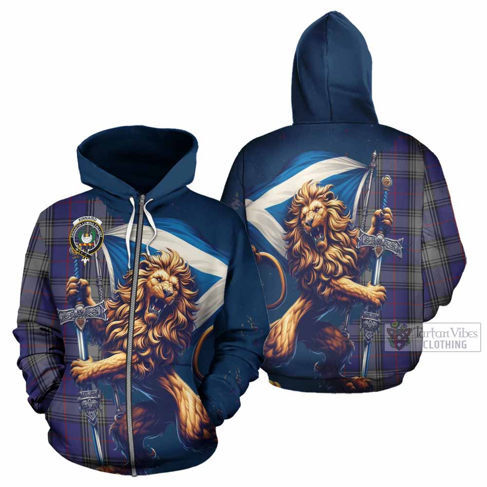 Kinnaird Tartan Family Crest Hoodie with Scottish Majestic Lion