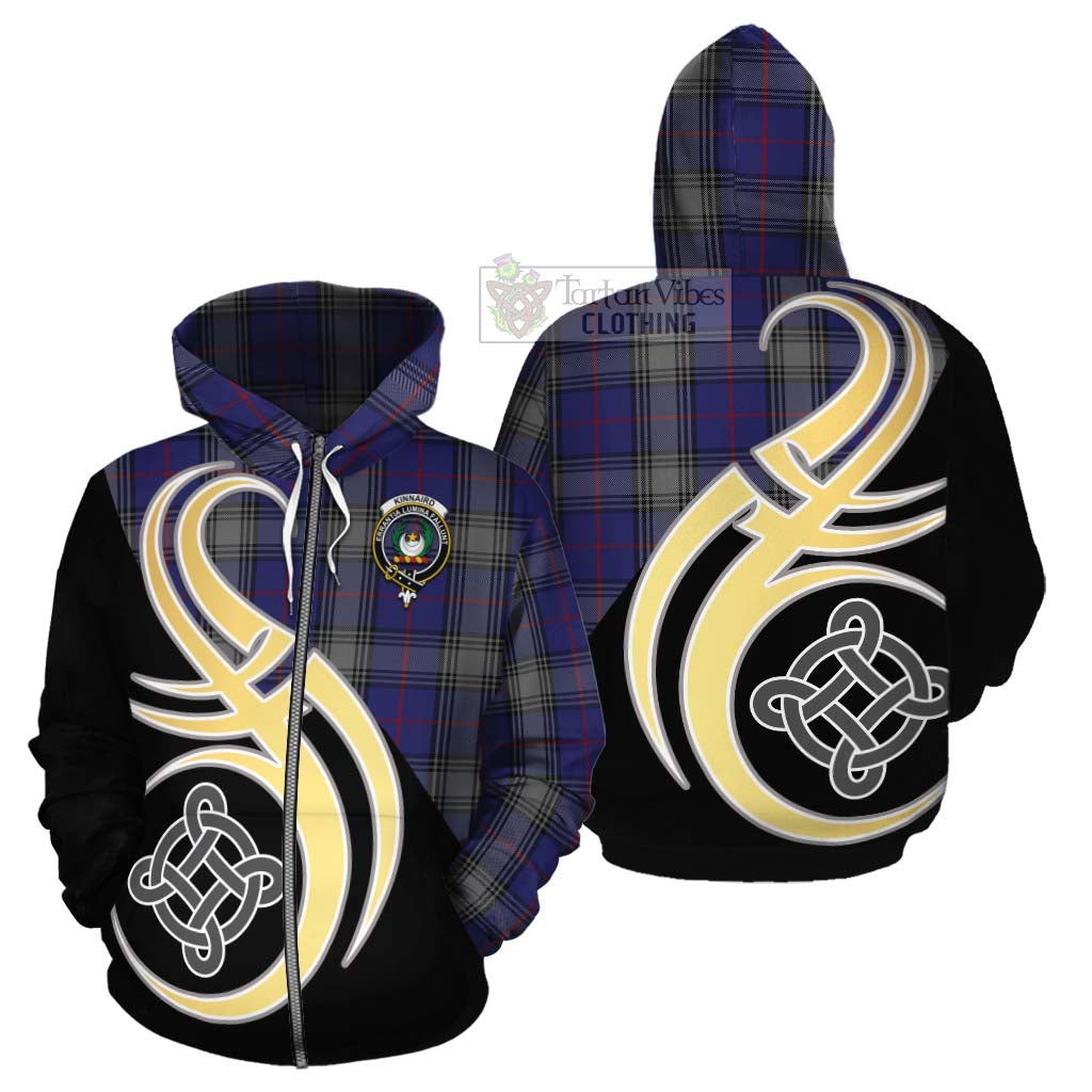 Tartan Vibes Clothing Kinnaird Tartan Cotton Hoodie with Family Crest and Celtic Symbol Style