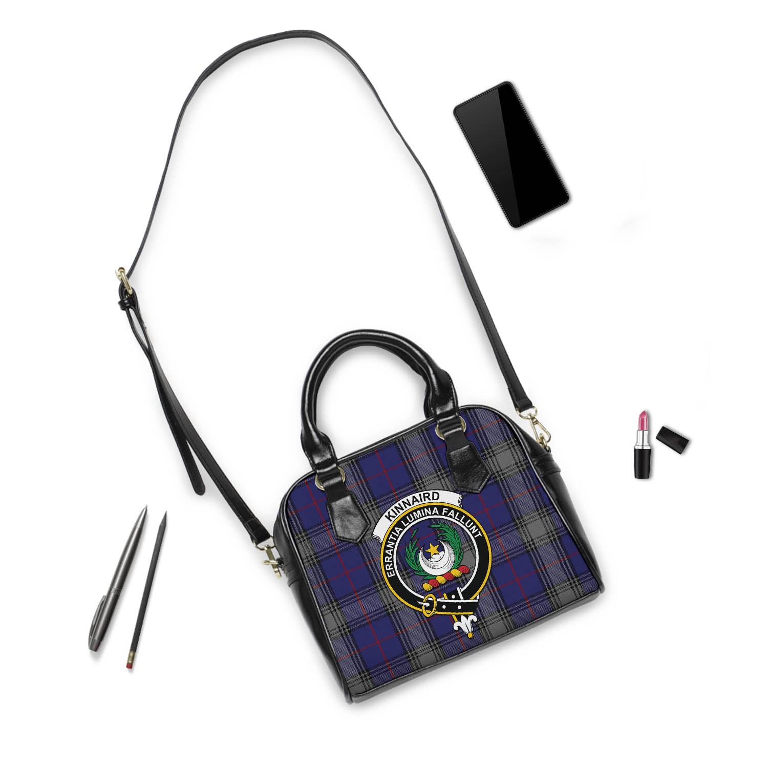 Kinnaird Tartan Shoulder Handbags with Family Crest - Tartanvibesclothing