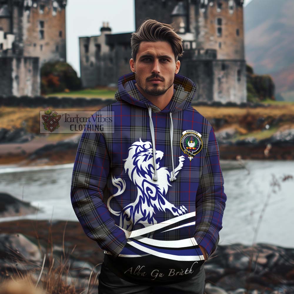 Tartan Vibes Clothing Kinnaird Tartan Cotton Hoodie with Alba Gu Brath Regal Lion Emblem