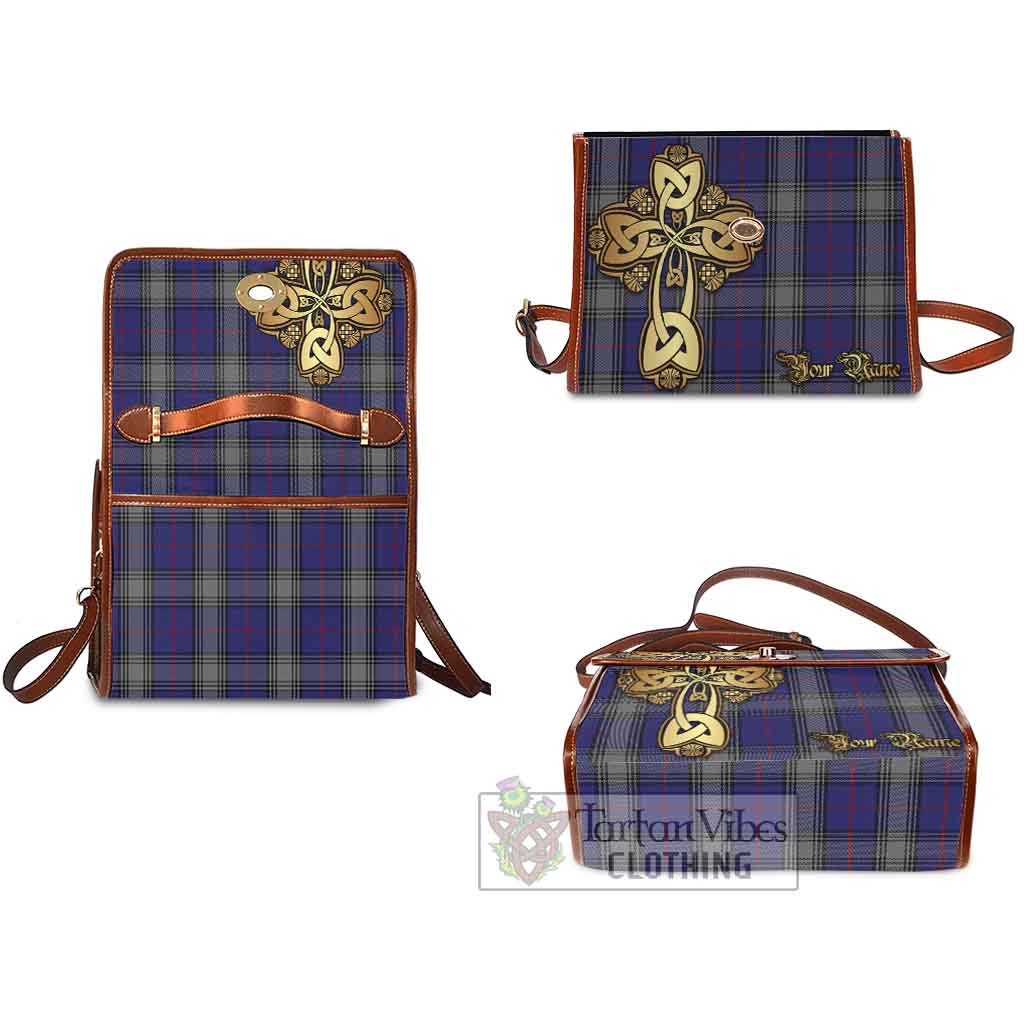 Tartan Vibes Clothing Kinnaird Tartan Waterproof Canvas Bag Golden Thistle Celtic Cross Style