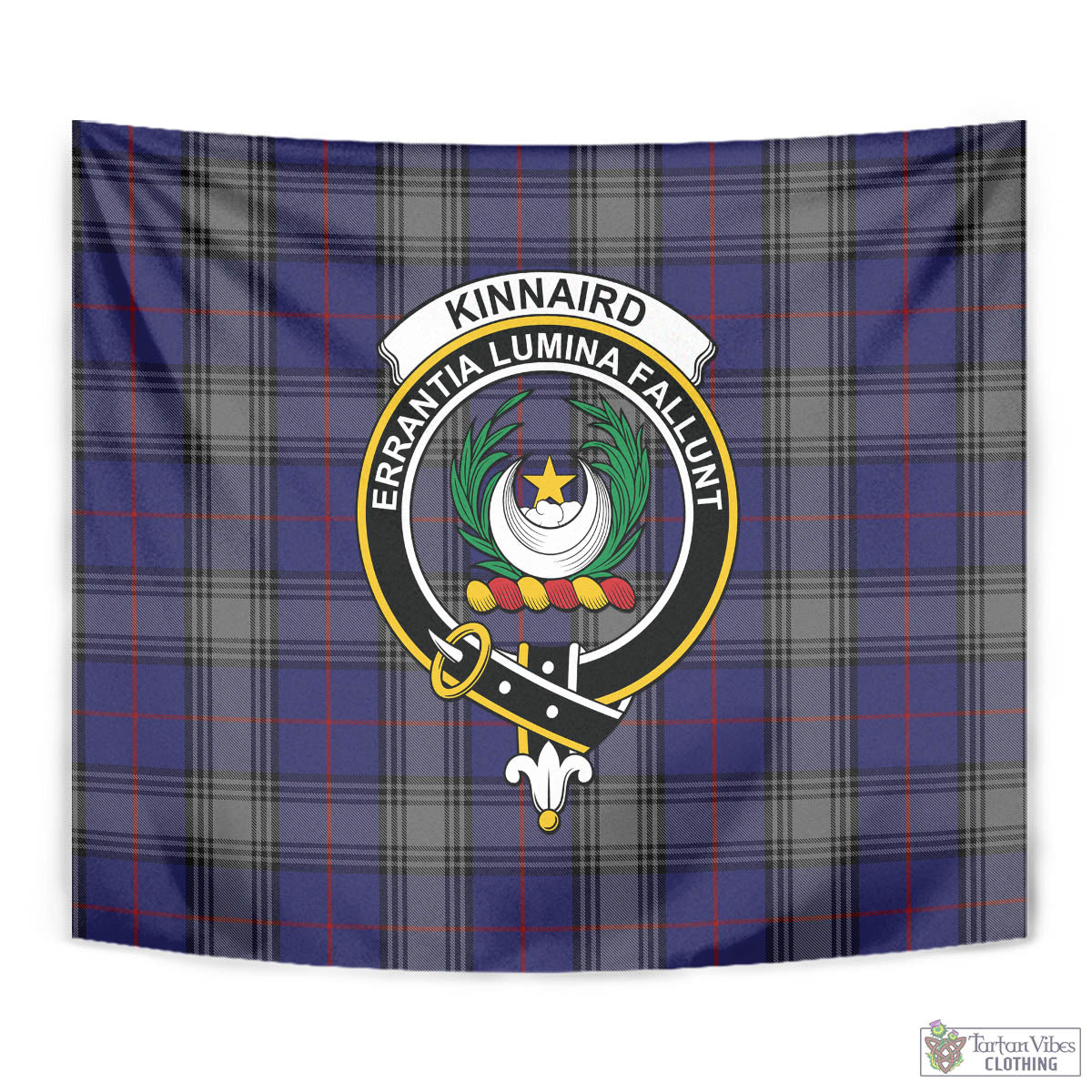 Tartan Vibes Clothing Kinnaird Tartan Tapestry Wall Hanging and Home Decor for Room with Family Crest