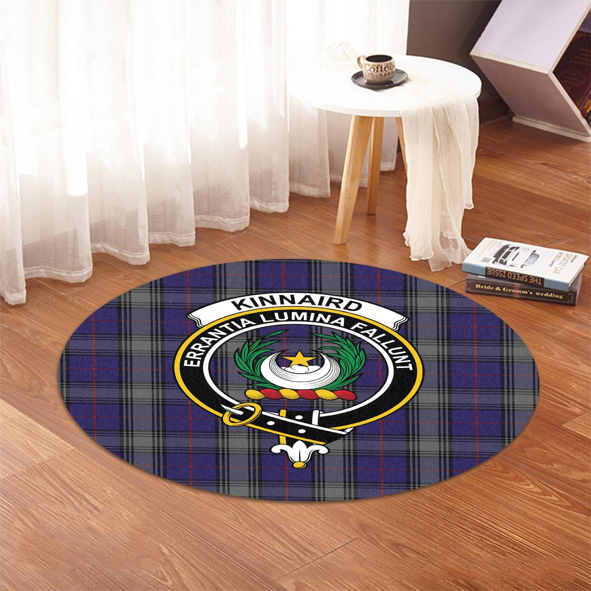 Kinnaird Tartan Round Rug with Family Crest - Tartan Vibes Clothing