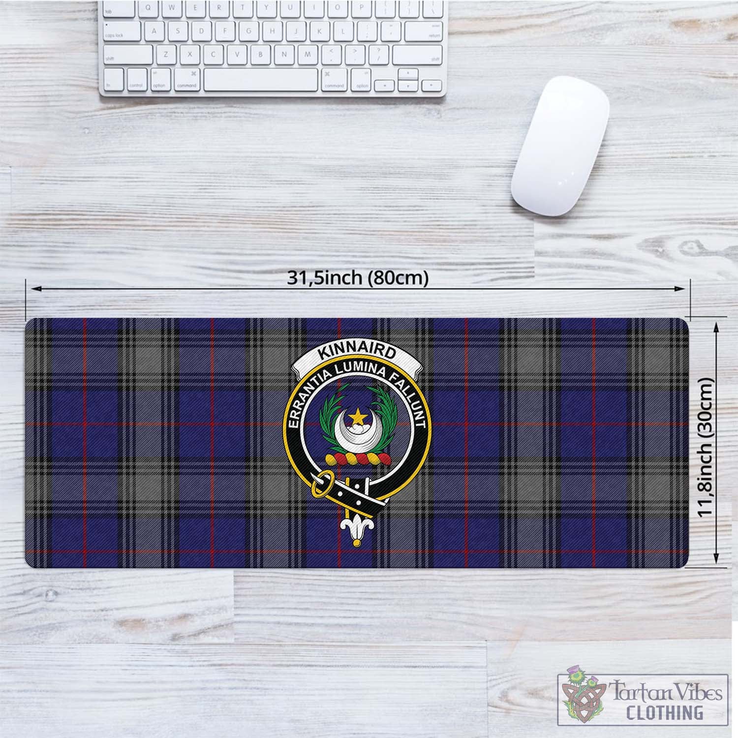 Tartan Vibes Clothing Kinnaird Tartan Mouse Pad with Family Crest