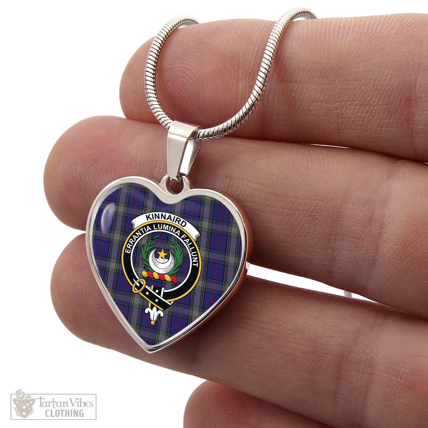 Tartan Vibes Clothing Kinnaird Tartan Heart Necklace with Family Crest