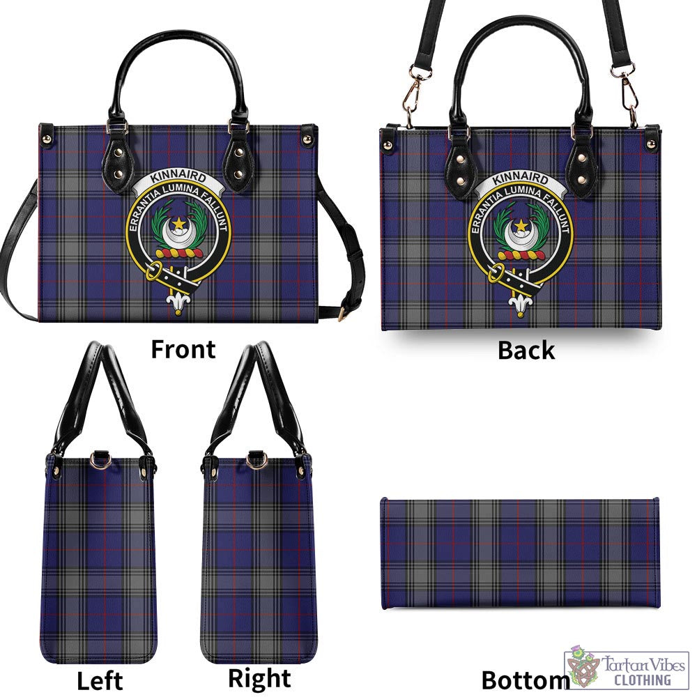 Tartan Vibes Clothing Kinnaird Tartan Luxury Leather Handbags with Family Crest