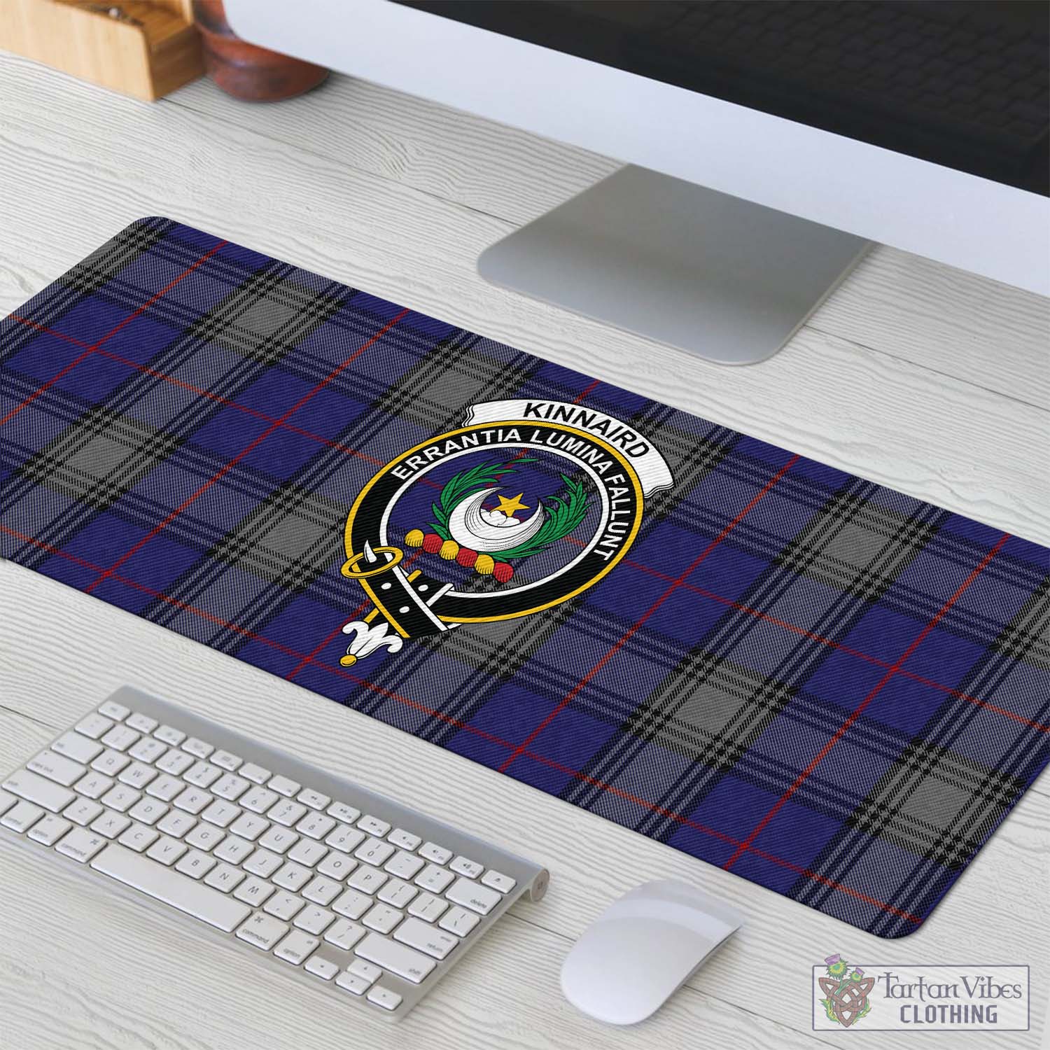 Tartan Vibes Clothing Kinnaird Tartan Mouse Pad with Family Crest