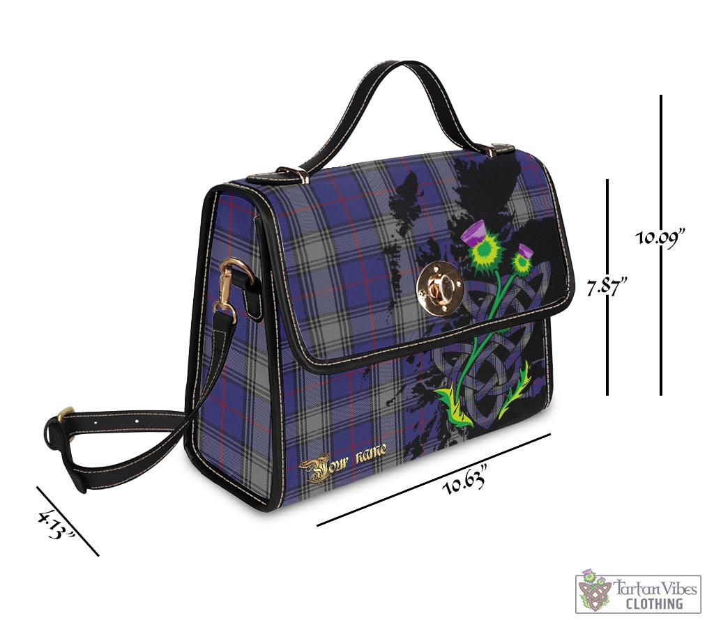 Tartan Vibes Clothing Kinnaird Tartan Waterproof Canvas Bag with Scotland Map and Thistle Celtic Accents