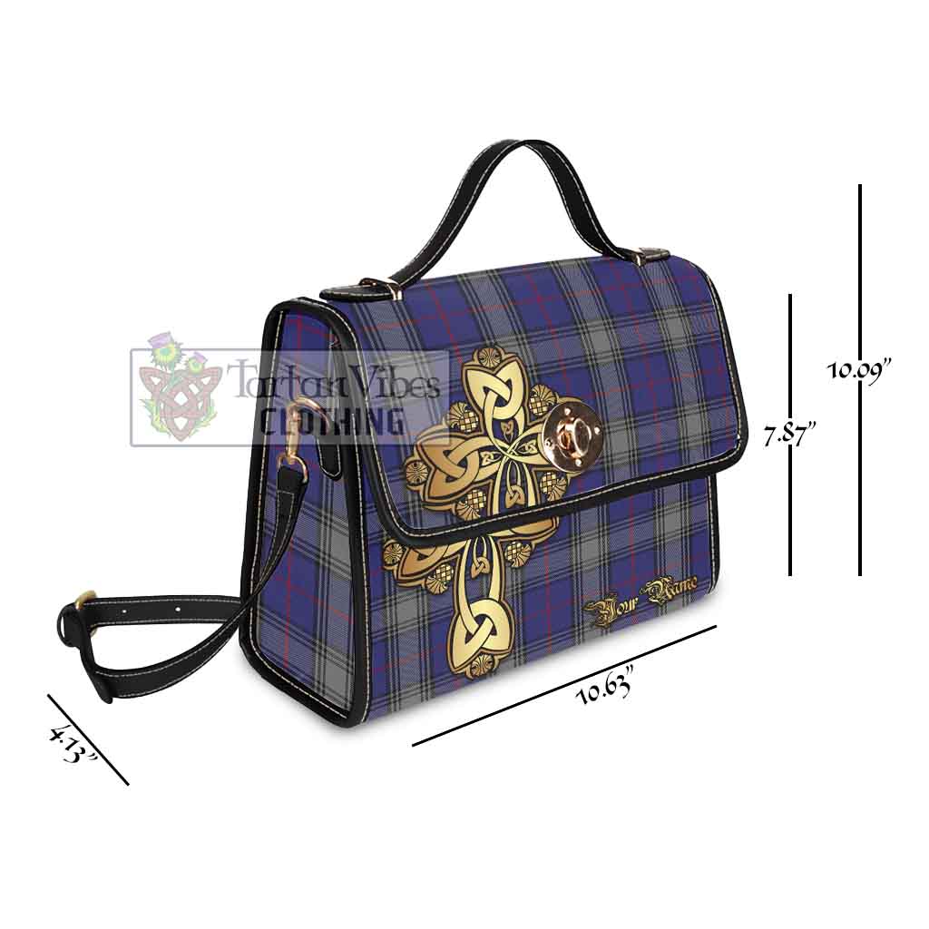 Tartan Vibes Clothing Kinnaird Tartan Waterproof Canvas Bag Golden Thistle Celtic Cross Style