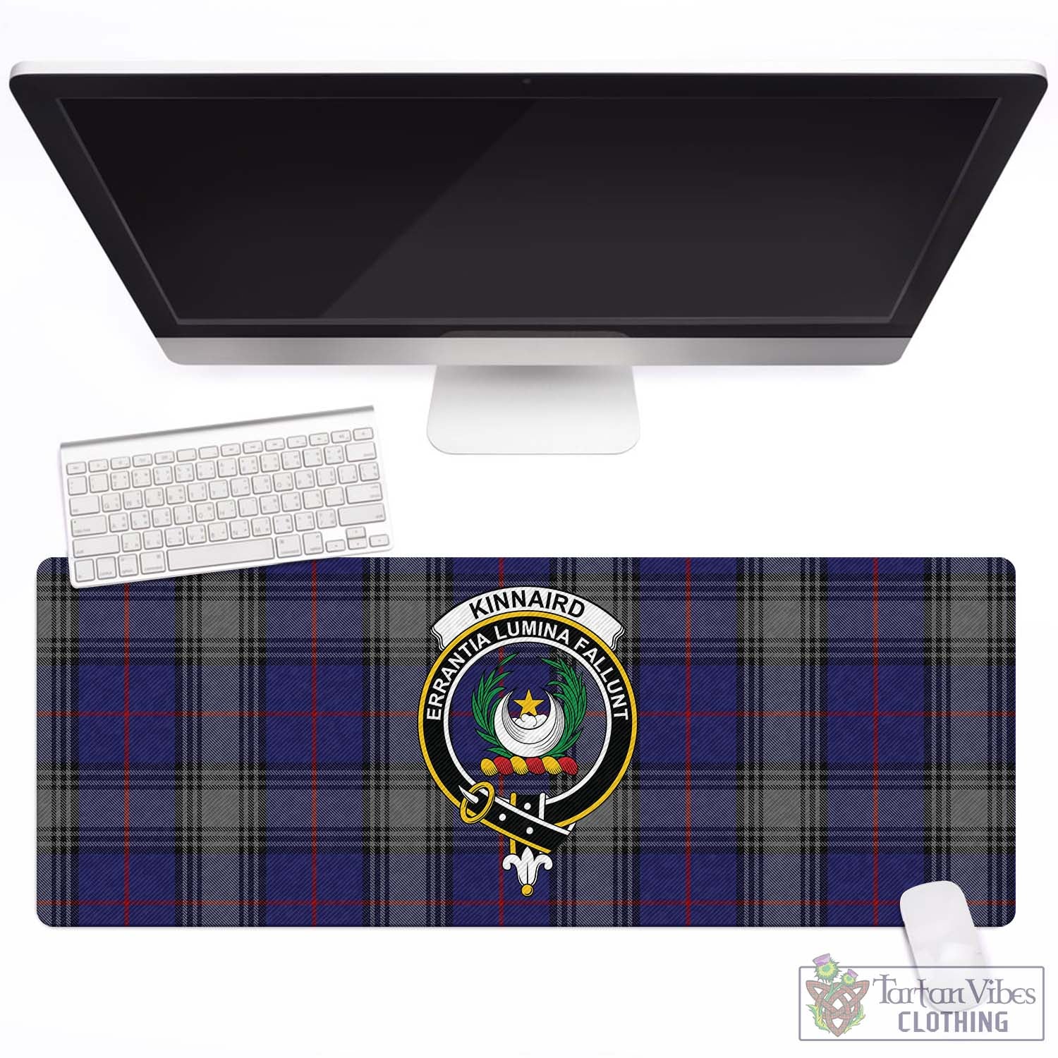 Tartan Vibes Clothing Kinnaird Tartan Mouse Pad with Family Crest