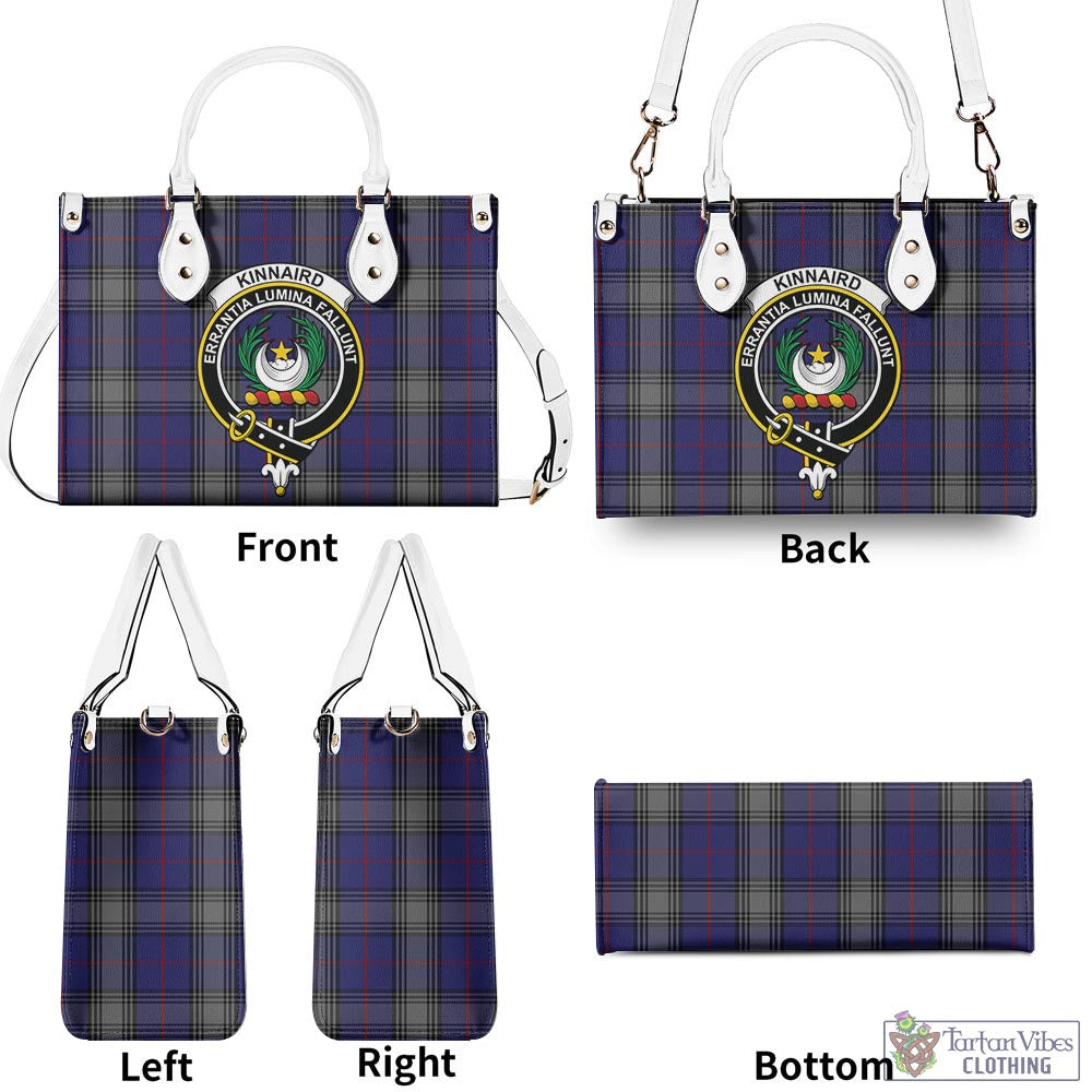 Tartan Vibes Clothing Kinnaird Tartan Luxury Leather Handbags with Family Crest