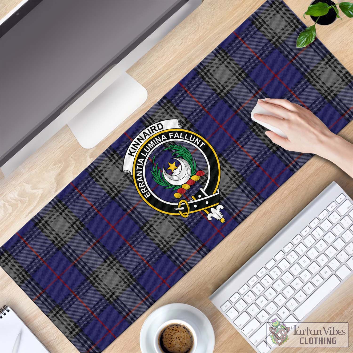 Tartan Vibes Clothing Kinnaird Tartan Mouse Pad with Family Crest