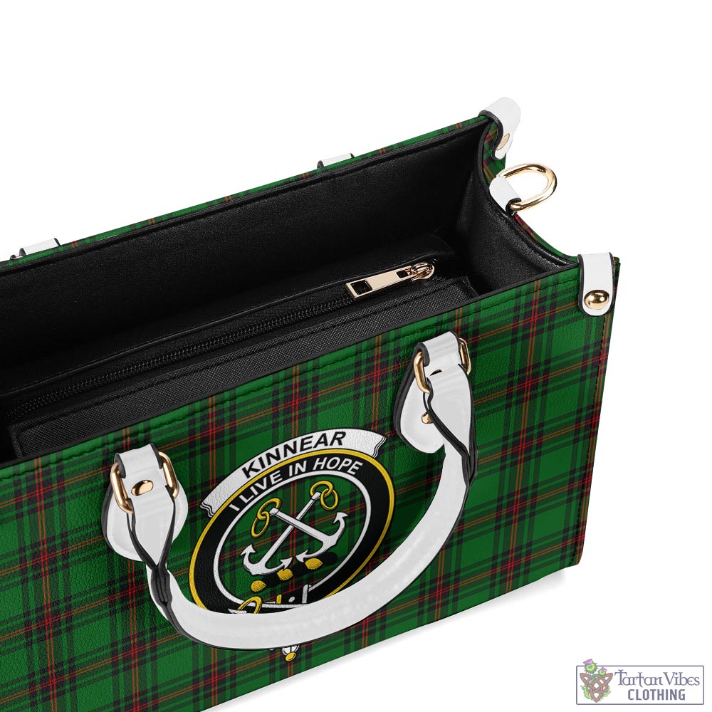 Tartan Vibes Clothing Kinnear Tartan Luxury Leather Handbags with Family Crest