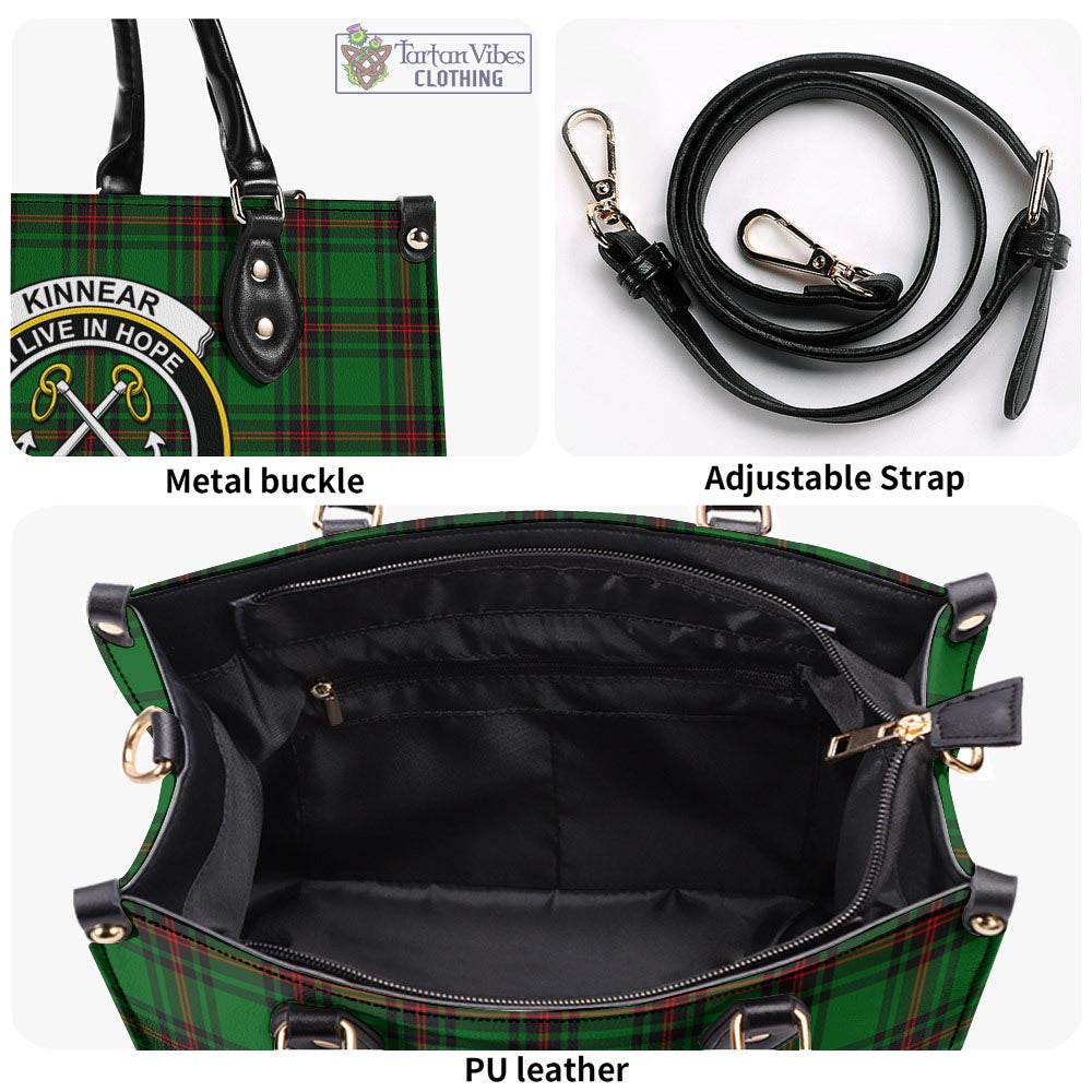 Tartan Vibes Clothing Kinnear Tartan Luxury Leather Handbags with Family Crest