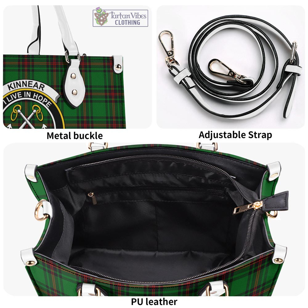 Tartan Vibes Clothing Kinnear Tartan Luxury Leather Handbags with Family Crest