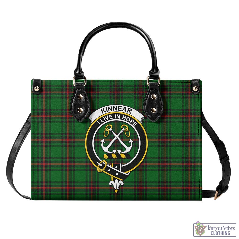 Tartan Vibes Clothing Kinnear Tartan Luxury Leather Handbags with Family Crest