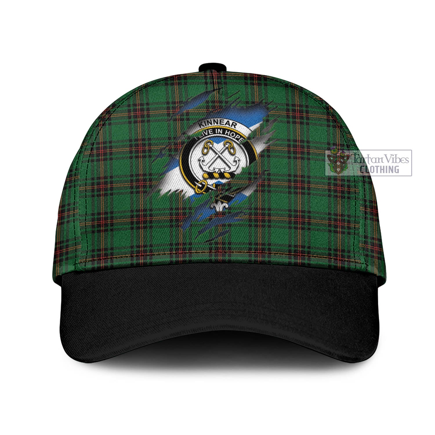 Tartan Vibes Clothing Kinnear Tartan Classic Cap with Family Crest In Me Style