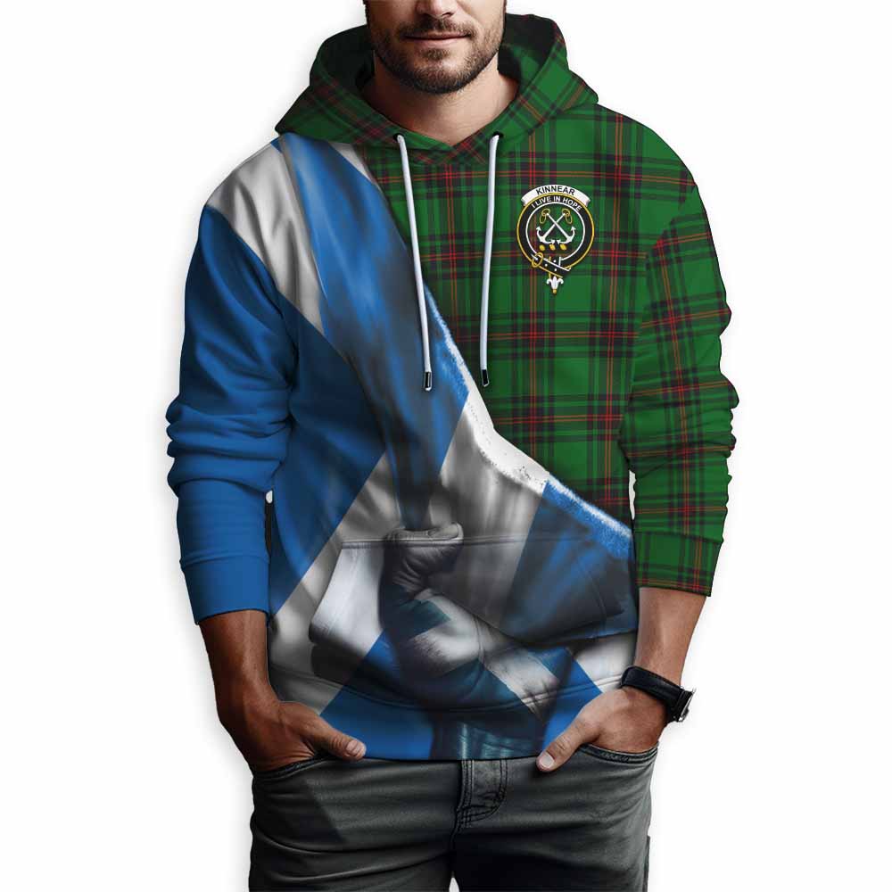 Tartan Vibes Clothing Kinnear Tartan Hoodie with Family Crest Scotland Patriotic Style