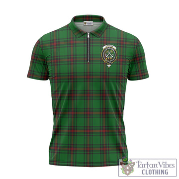 Kinnear Tartan Zipper Polo Shirt with Family Crest