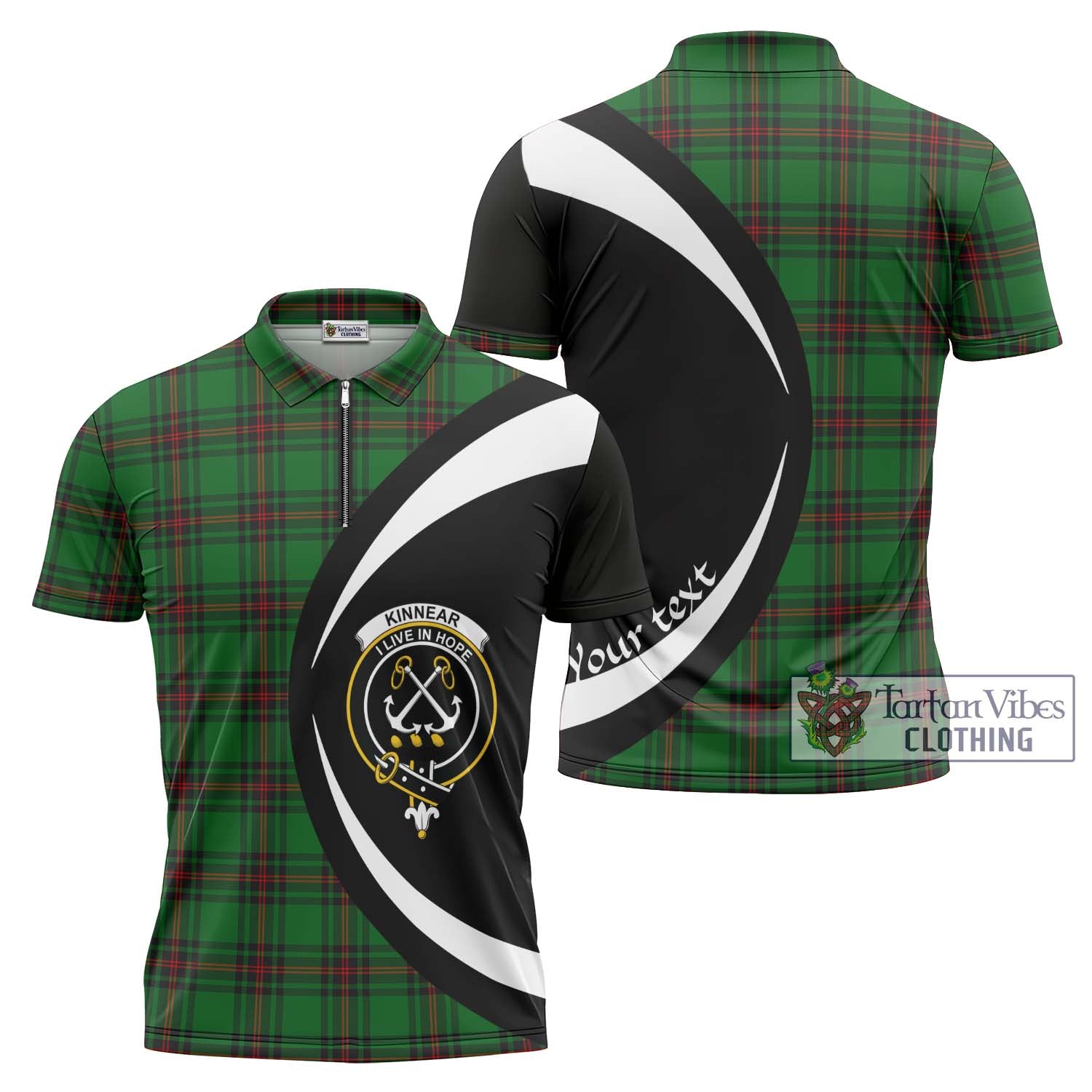 Tartan Vibes Clothing Kinnear Tartan Zipper Polo Shirt with Family Crest Circle Style