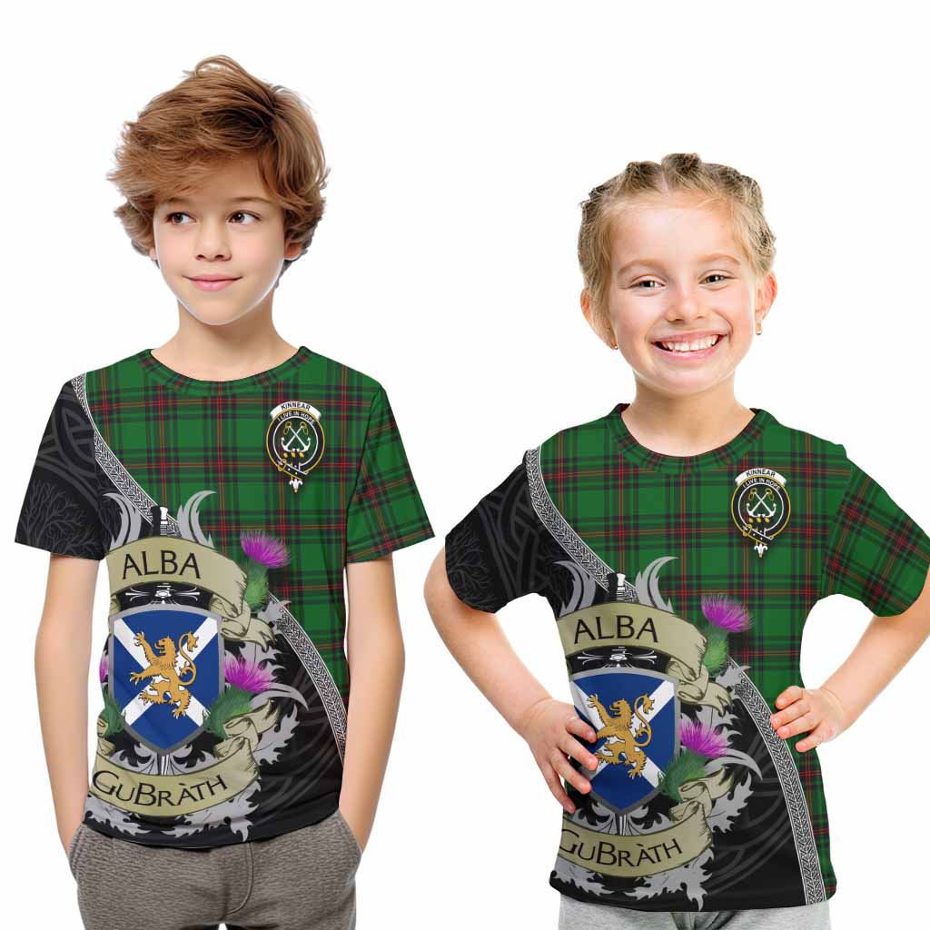 Kinnear Tartan Family Crest Kid T-Shirt Lion Rampant Royal Thistle Shield Celtic Inspired Youth XL Size14 - Tartan Vibes Clothing