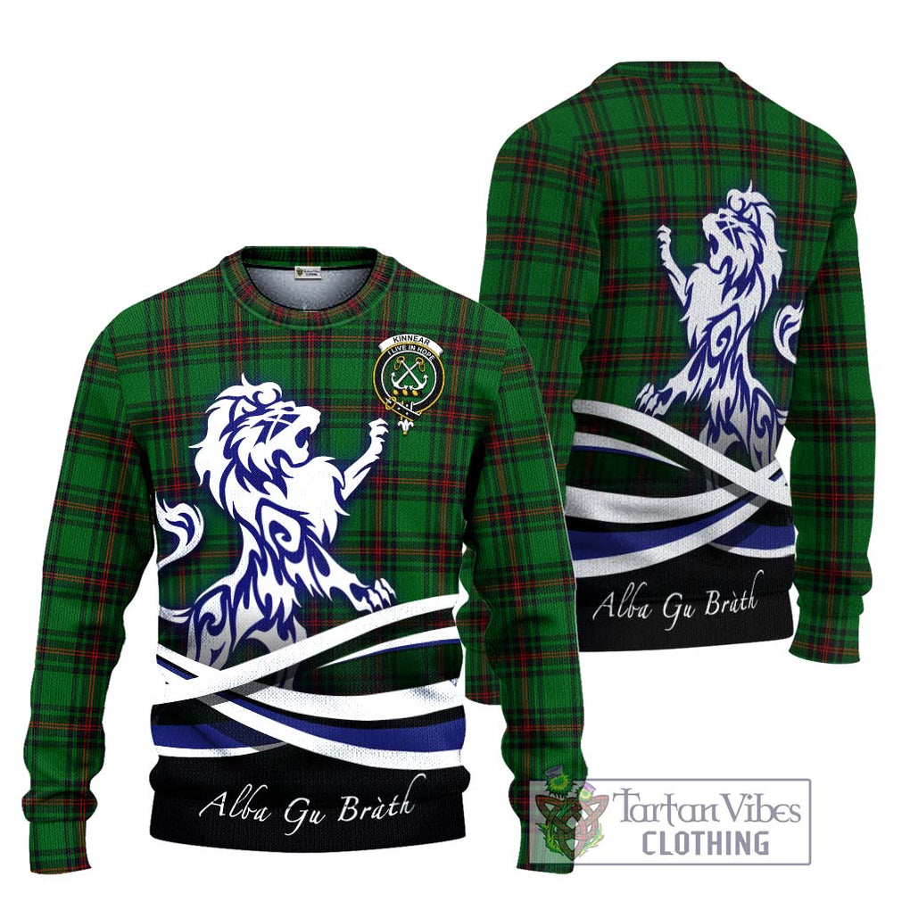 Kinnear Tartan Knitted Sweater with Alba Gu Brath Regal Lion Emblem Unisex - Tartanvibesclothing Shop