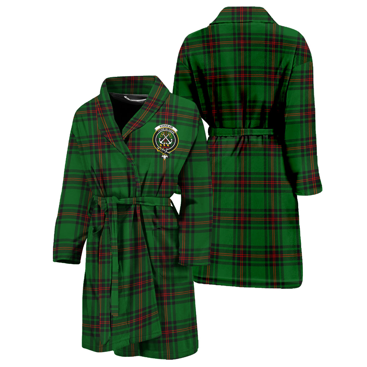 Kinnear Tartan Bathrobe with Family Crest Unisex S - Tartan Vibes Clothing