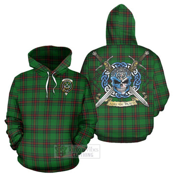 Kinnear Tartan Hoodie with Family Crest Celtic Skull Style