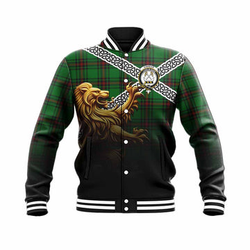 Kinnear Crest Tartan Baseball Jacket with Golden Lion Emblem Celtic Style Unisex - Tartan Vibes Clothing