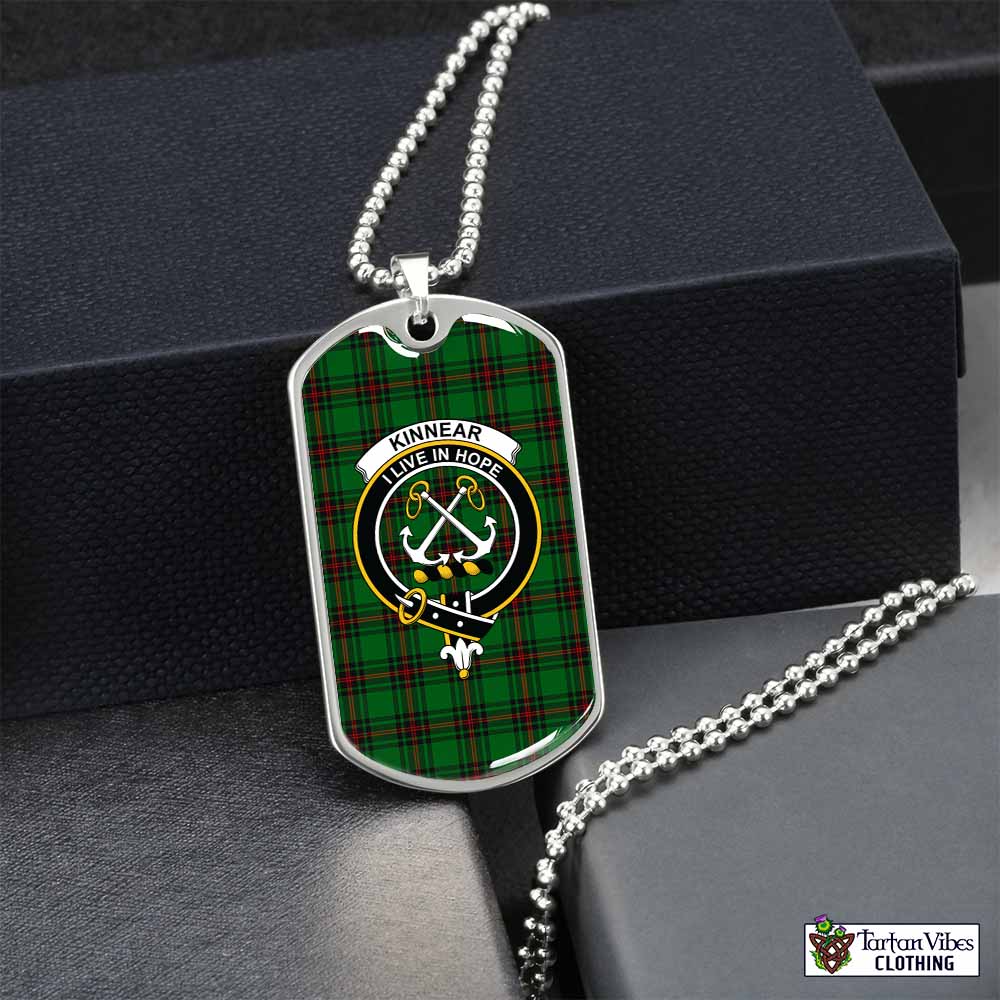 Tartan Vibes Clothing Kinnear Tartan Dog Tag Necklace with Family Crest