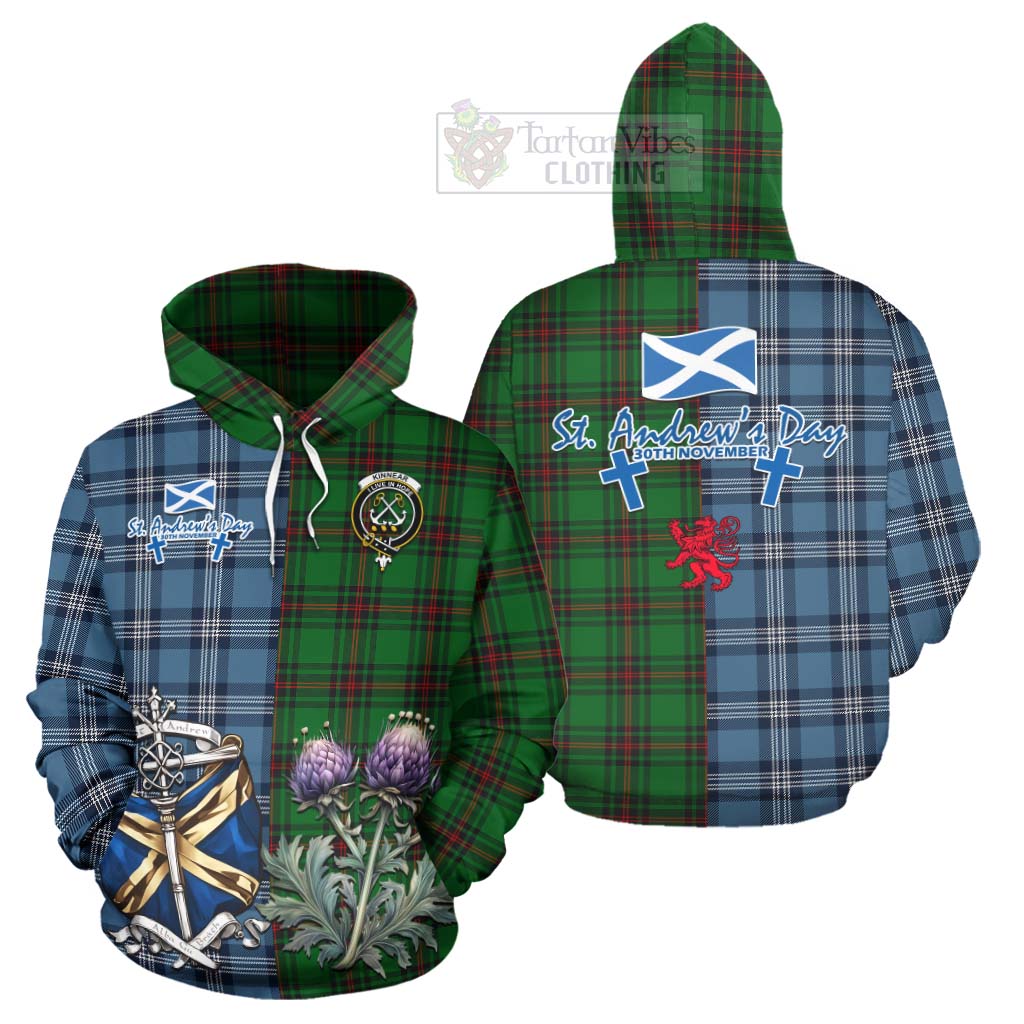 Tartan Vibes Clothing Kinnear Tartan Hoodie Happy St. Andrew's Day Half Tartan Style