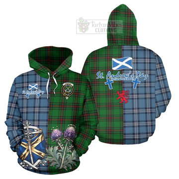 Kinnear Tartan Hoodie Happy St. Andrew's Day Half Tartan Style