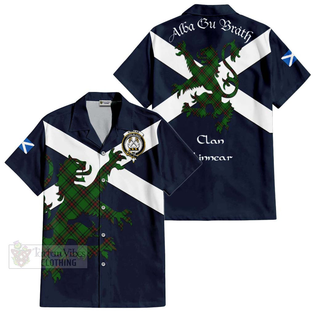 Tartan Vibes Clothing Kinnear Tartan Lion Rampant Short Sleeve Button Shirt – Proudly Display Your Heritage with Alba Gu Brath and Clan Name