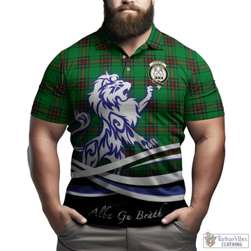 Kinnear Tartan Polo Shirt with Alba Gu Brath Regal Lion Emblem